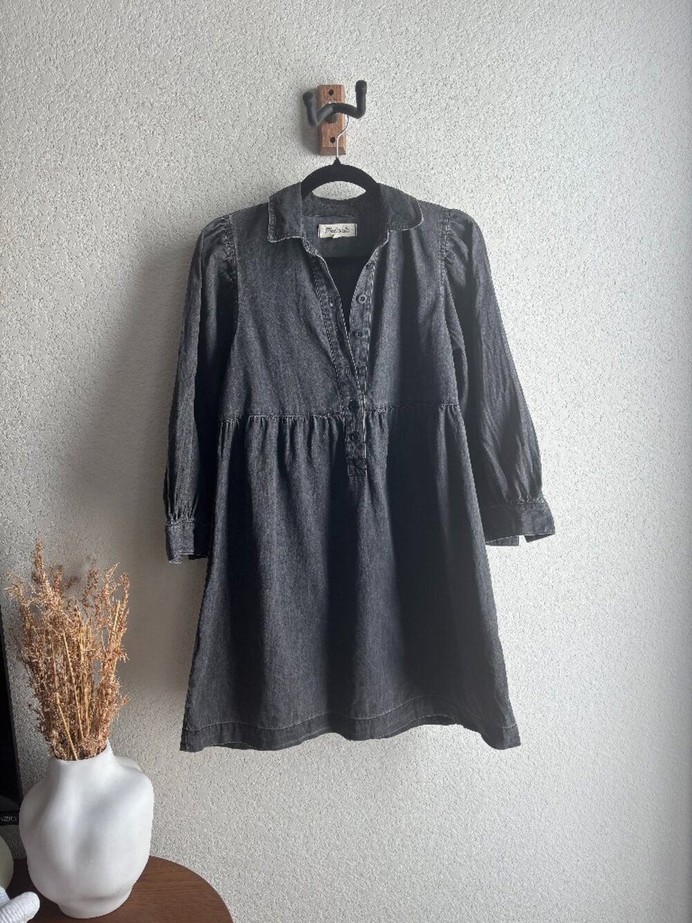 Madewell Black Denim Mini Shirt Dress - Size XS